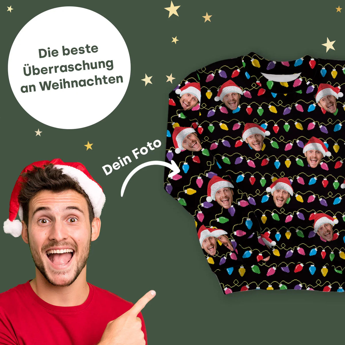 Personalisierter Ugly Christmas Sweater "Dein Foto"
