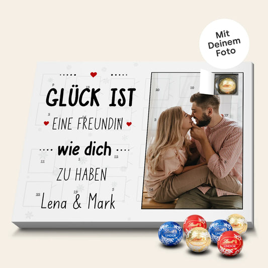 Personalisierter Adventskalender mit Lindor Kugeln "Partnerin"