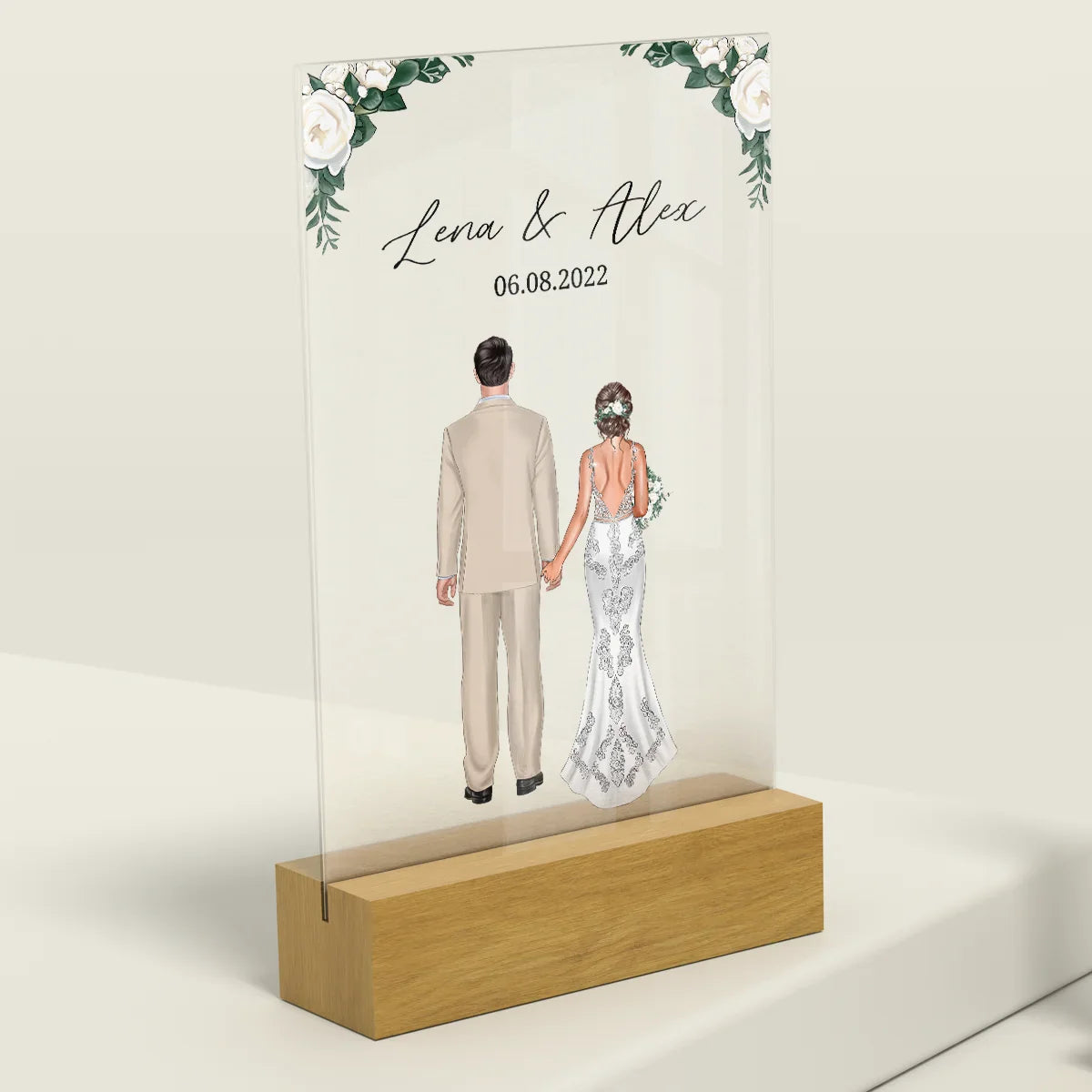 Personalisiertes Acryl-Glas "Hochzeitspaar"